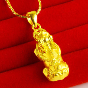 黄金项链吊坠9999足金男女款硬金貔貅坠子麒麟招财进宝真金子