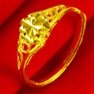 黄金戒指女9999足金指环爱心形纯金饰品七夕情人节礼物送老婆