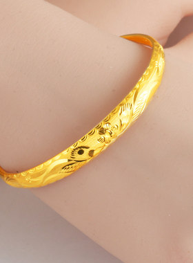 黄金手镯9999足金女款纯金镯子龙凤镯真金新娘结婚首饰送老婆