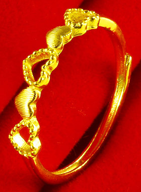 黄金戒指9999足金男女款素圈食指环爱心形纯金首饰真金送老婆