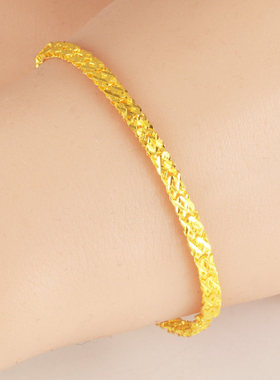 黄金手链女款9999足金手镯纯金首饰素金手环钱币形送老婆按克