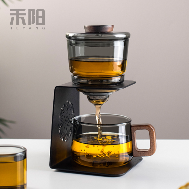 禾阳 2025新款玻璃自动茶具家用高档功夫茶套装懒人泡茶壶神器
