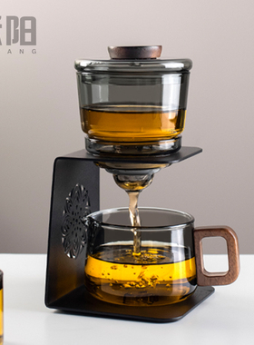 禾阳 2025新款玻璃自动茶具家用高档功夫茶套装懒人泡茶壶神器