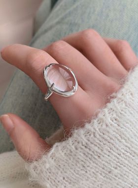 一恋个性时尚椭圆精致戒指女小众设计感网红创意开口指环百搭食指