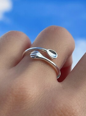 一恋趣味叉勺叉子戒指女甜美简约时尚个性气质开口指环ins风食指