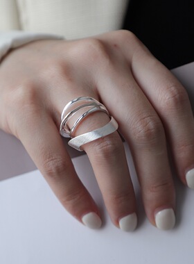 一恋简约几何线条缠绕戒指女百搭时尚个性气质开口指环小众设计食