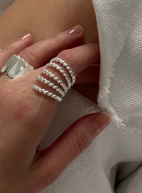 一恋小众多层线条戒指女时尚创意设计感叠戴开口指环嘻哈个性食指