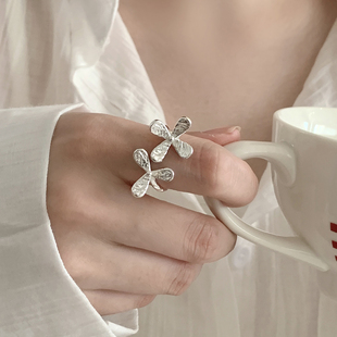 个性 甜美花朵戒指女小众设计轻奢高级感食指指环 百搭开口戒子