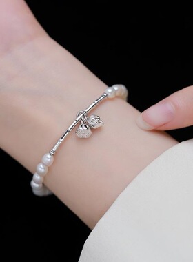 一恋两世欢莲蓬手链女时尚气质优雅珍珠手环竹节莲花个性手