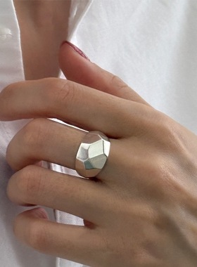一恋不规则反射面戒指女几何切割重工时尚百搭开口指环ins风食指