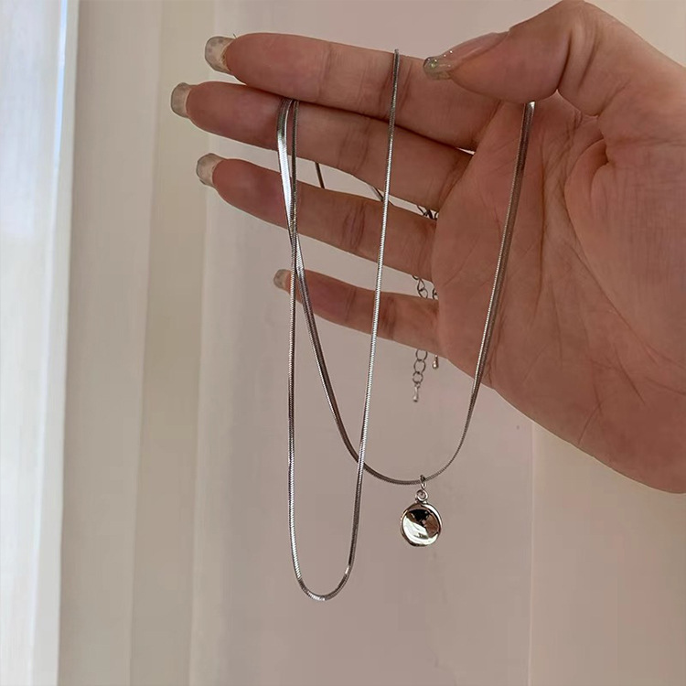 一恋双层简约项链女韩版时尚气质豆豆蛇骨链S925银锁骨链ins百搭