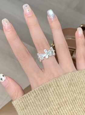 超好看独特漂亮花朵戒指女轻奢高级感2026新款爆款开口戒指可调节