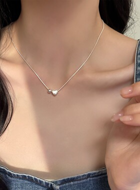 一恋甜美小巧爱心项链女几何圆珠