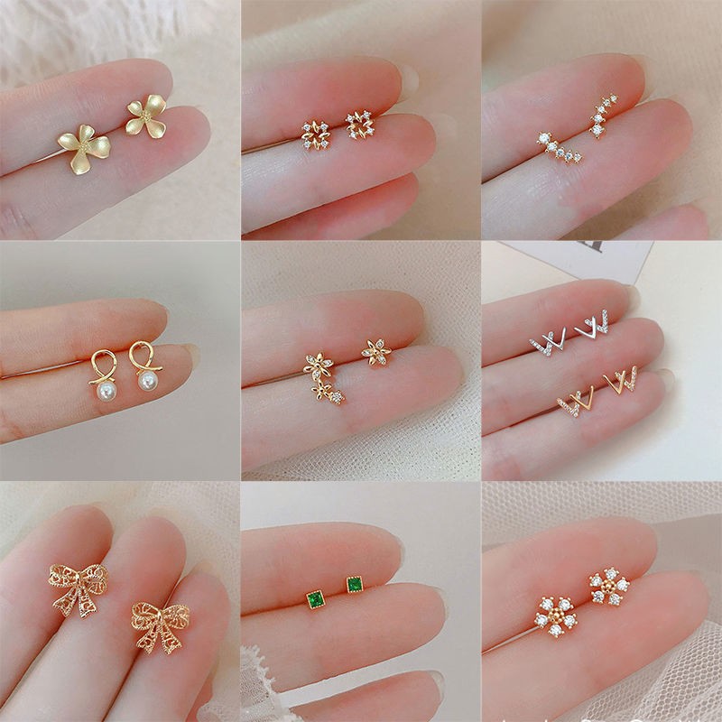 一恋简约小巧精致耳钉女百搭叠戴时尚个性针耳环小众耳饰