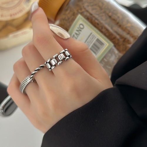 一恋几何表链戒指女复古做旧重工