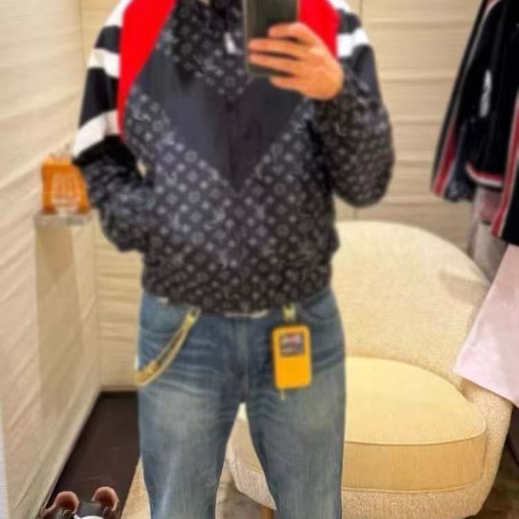 25FW欧美风早秋新款字母拼色提花轻薄立领夹克休闲时尚男女外套