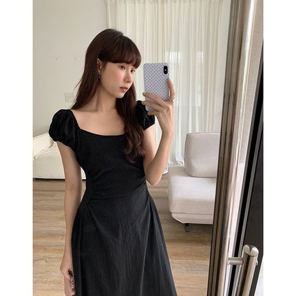 【夏日dresscode】歌铭广州十三行一字肩连衣裙女韩系中长裙N980A