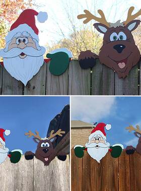 2024 New year santa claus fence peeps christmas decoration o