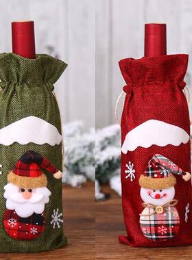 Christmas Wine Bottle Cover Cotton Linen Red Wine Bags Dinne
