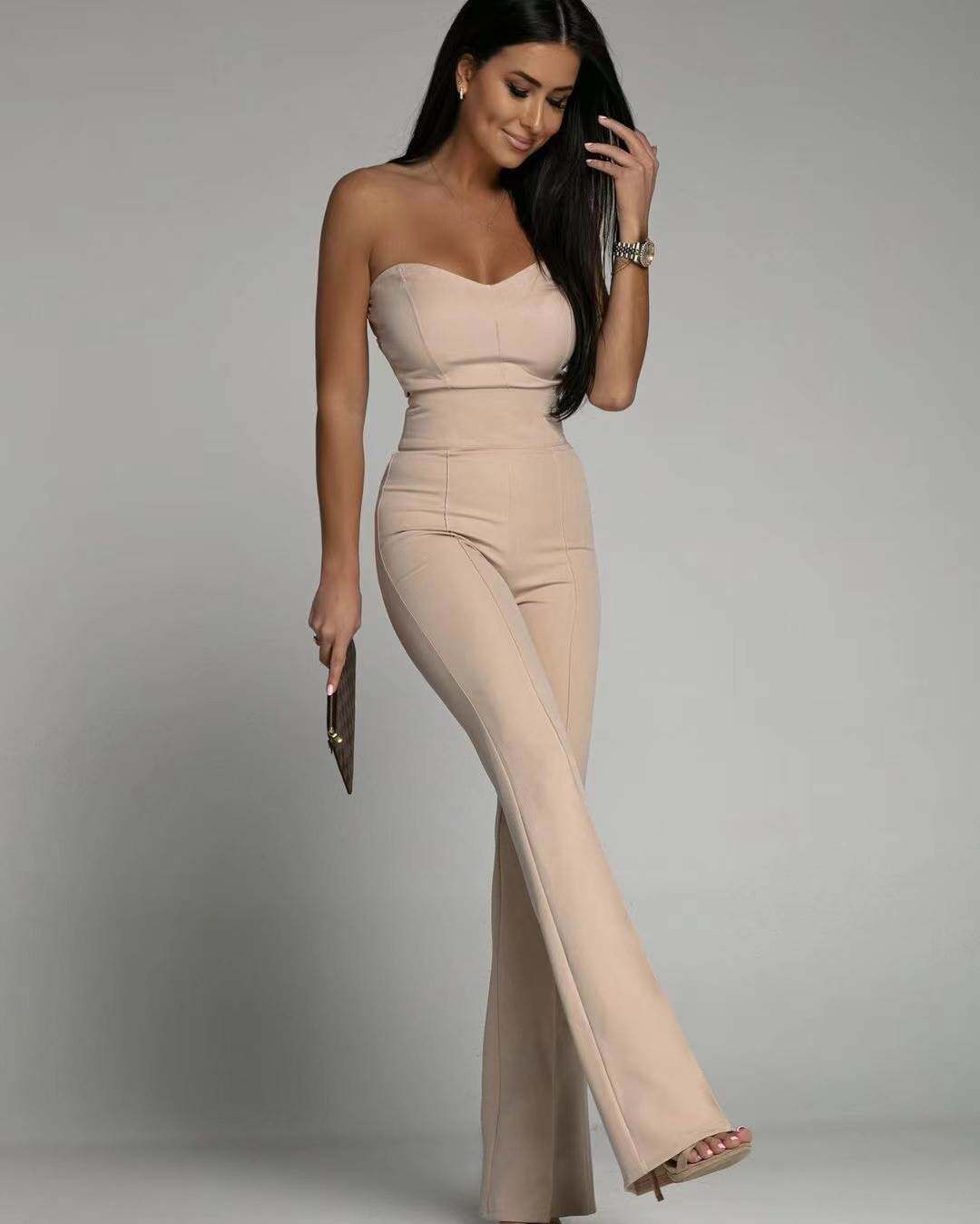 Sexy casual Jumpsuit women 2022欧美时尚气质抹胸款连体裤女