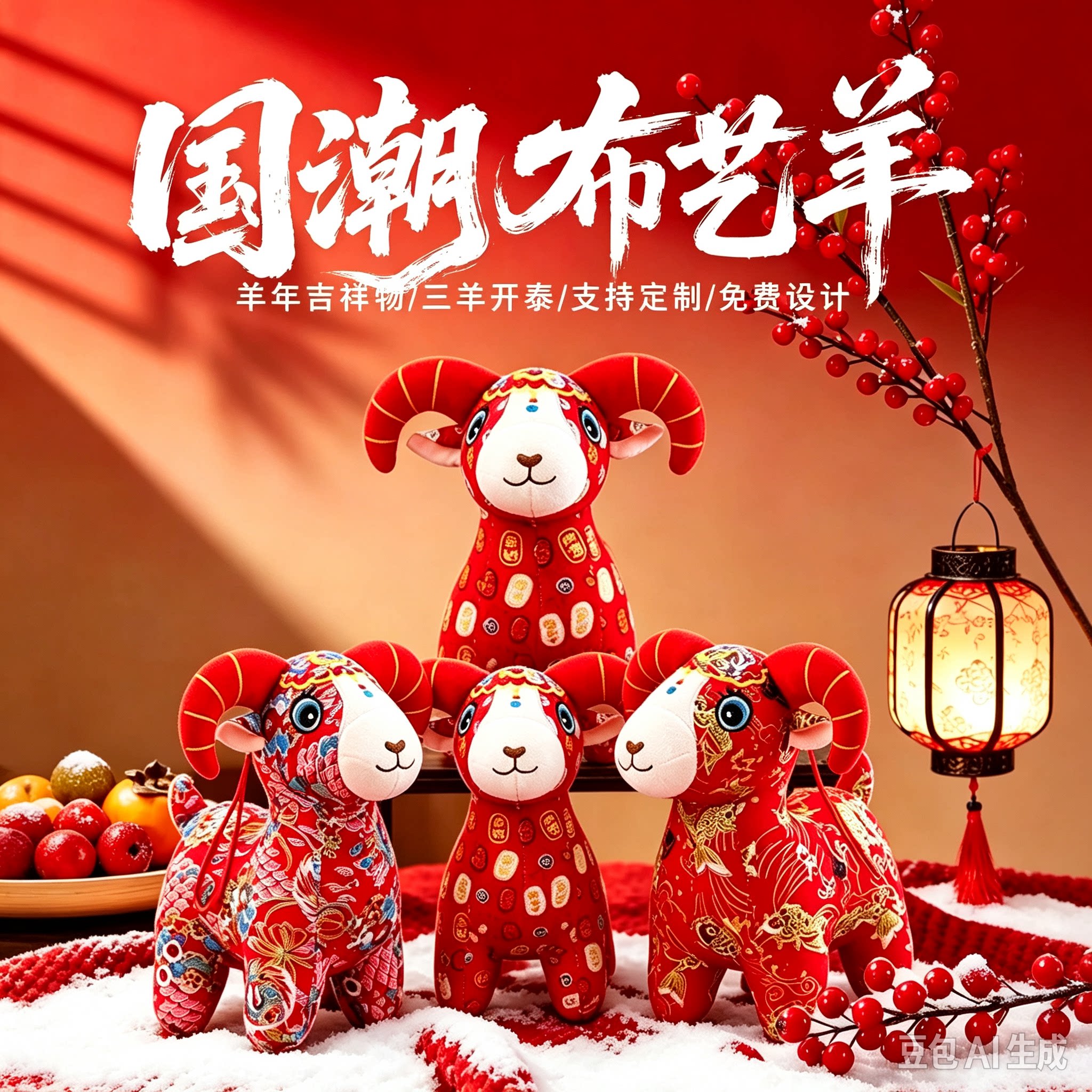 2027羊年吉祥物公仔生肖羊玩偶布艺小羊毛绒玩具年会礼品定制logo