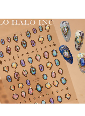 美甲贴纸贝壳宝石干花玫瑰烫金梦幻相框复古浮雕背胶粉紫色网红