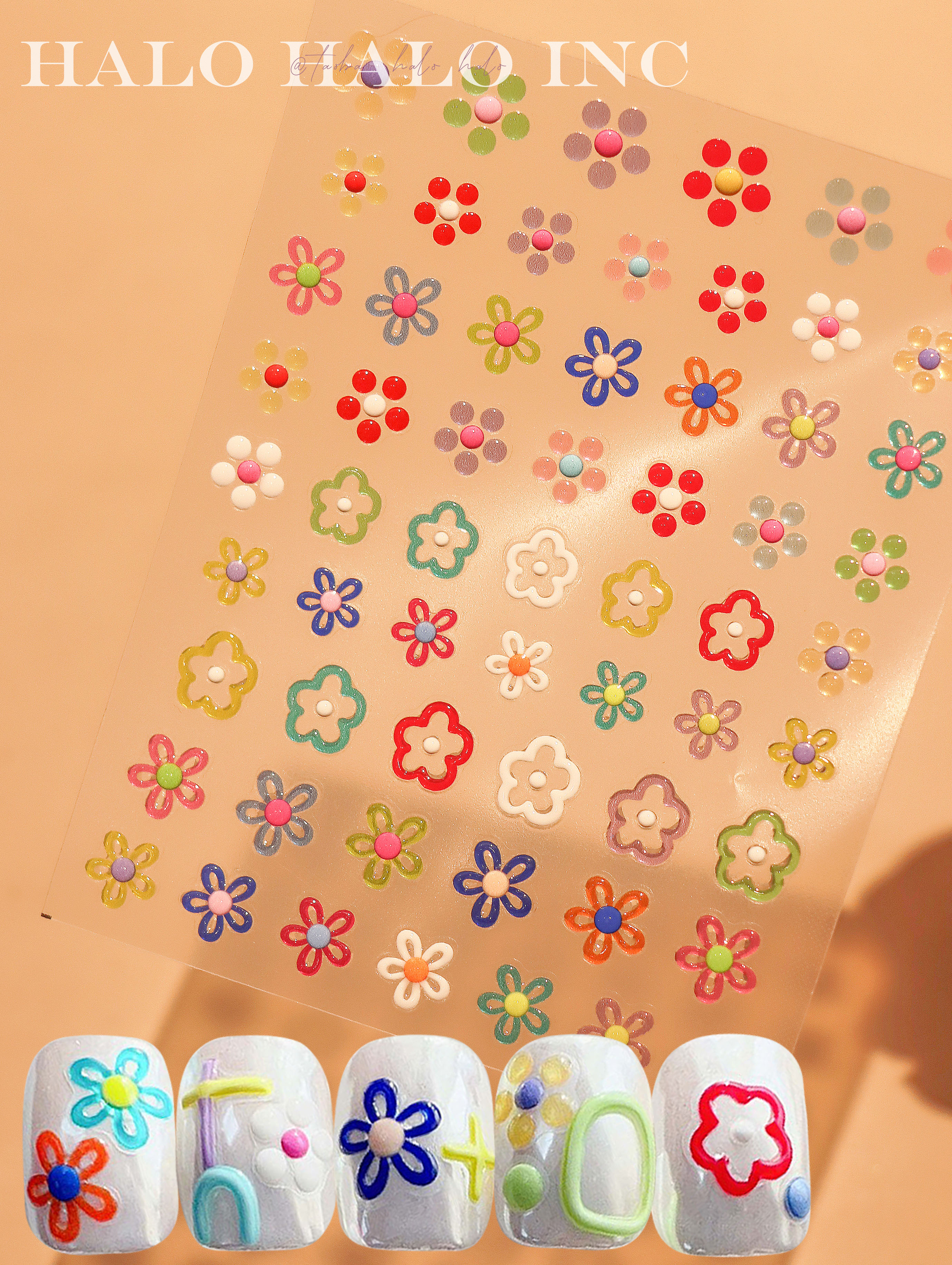 美甲贴纸果冻小花朵涂鸦郁金香