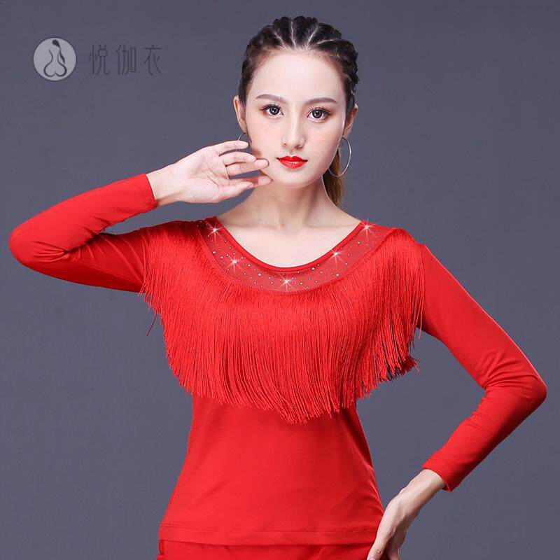 衣梦广场舞服装上衣女长袖舞蹈演出服秋冬新款拉丁水兵舞跳舞衣服