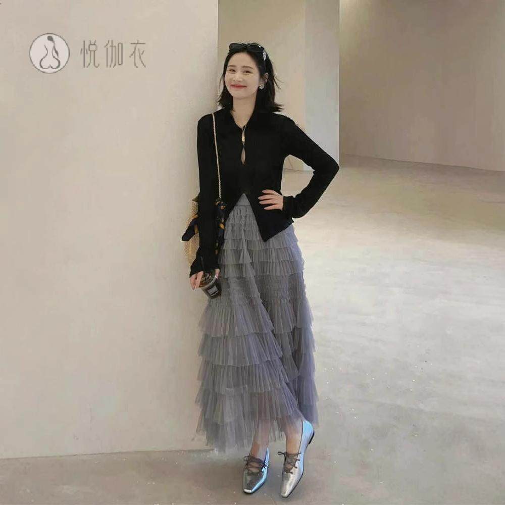 2025超火春装搭配一整套感超好看独特漂亮黑色上衣半身裙4801