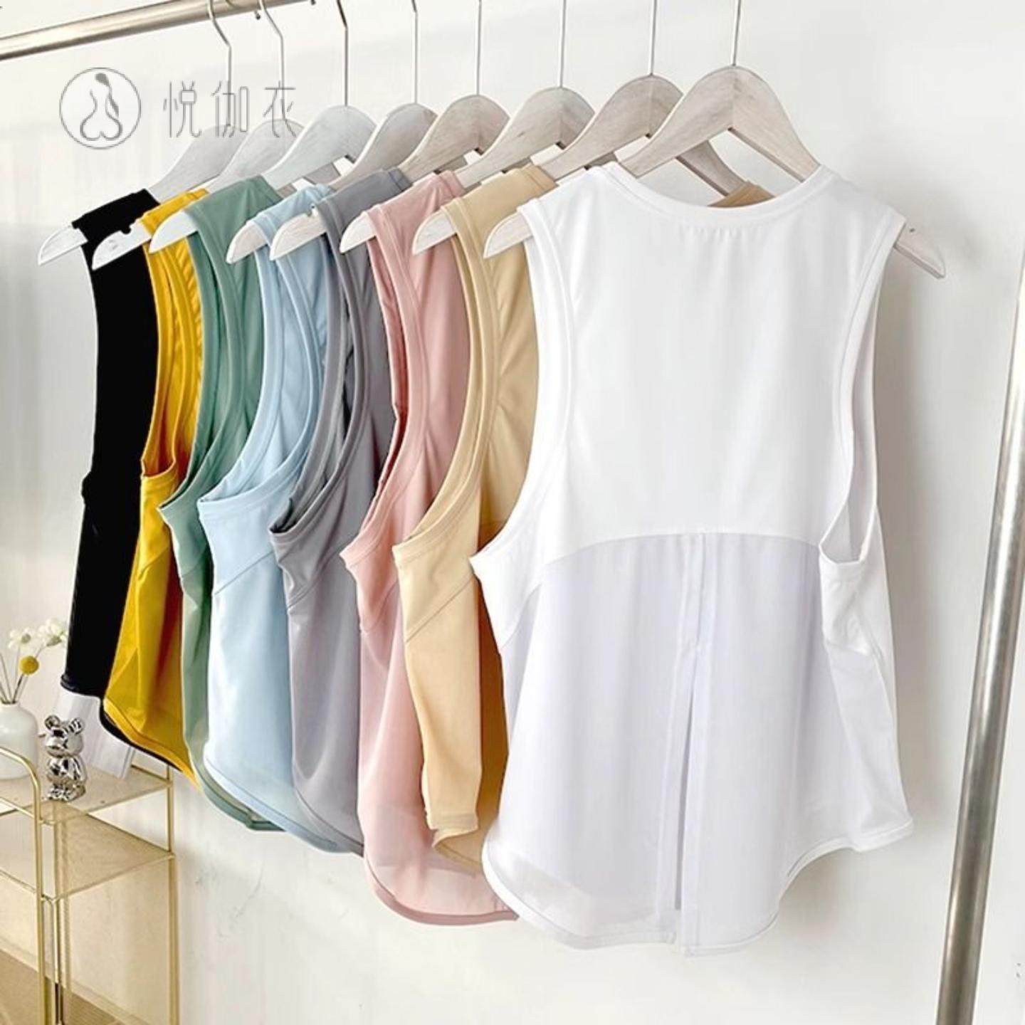 运动速干背心女夏季薄款宽松健身跑步工字背心普拉提瑜伽罩衫上衣