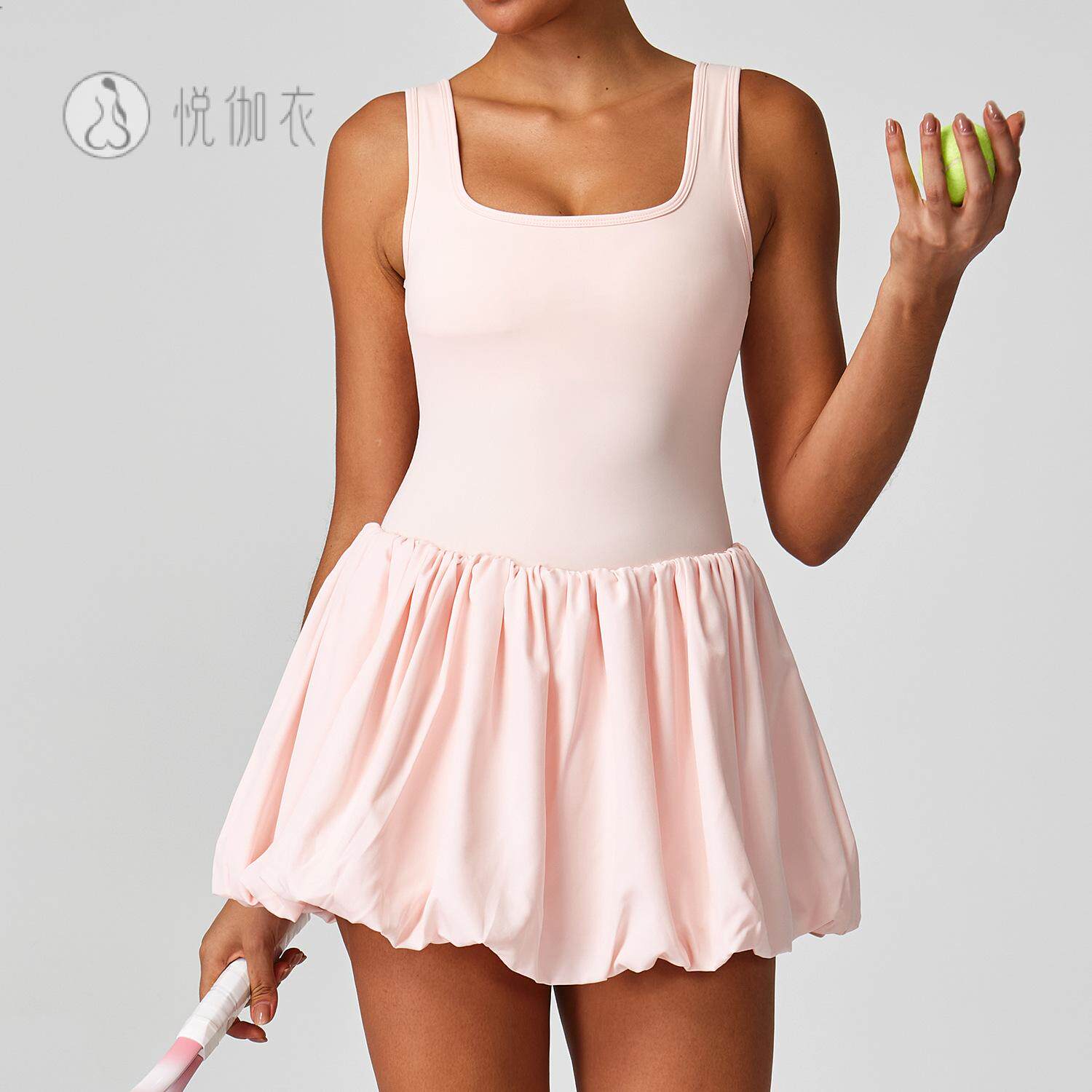 假两件运动连衣裙女户外休闲健身舞蹈连体网球裙