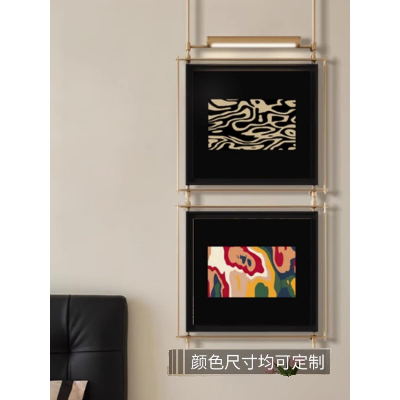 现代中古风装饰画金属铁艺壁挂法式壁灯墙面高档挂饰立体吊杆挂画