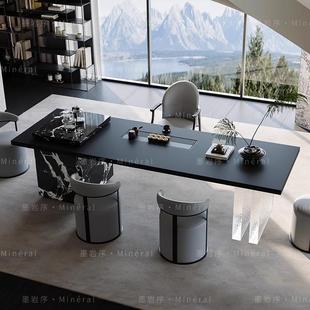 国家补贴茶桌高级感岩板茶台别墅客厅家用2025新款 高端茶桌椅组合