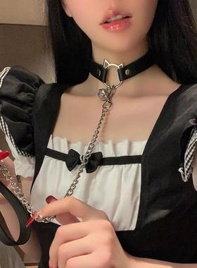 猫咪铃铛项圈女牵引绳颈带choker项链锁骨链颈链脖子配饰颈圈颈环