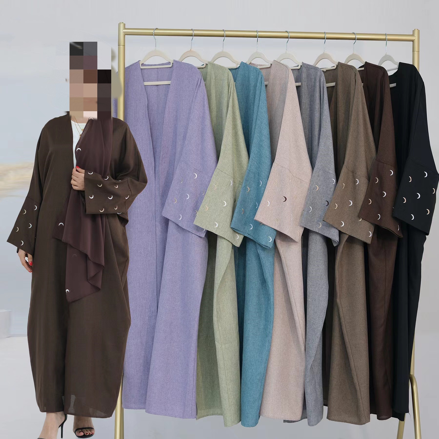 新款拜刺绣优雅开衫长袍连衣裙Embroidered cardigan dress