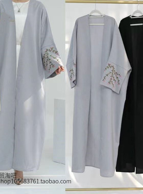 新款中东花朵刺绣开衫连衣裙 Flower embroidered cardigan dress