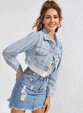 2024 Ladies jeans Jacket short coat women tops 短款牛仔外套