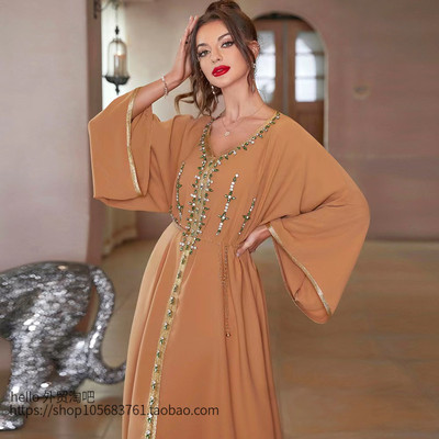 欧美新款V领手工缝钻系带