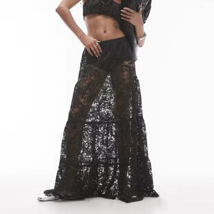half 欧美风时尚 skirt through see 性感透视蕾丝半身裙Sexy lace