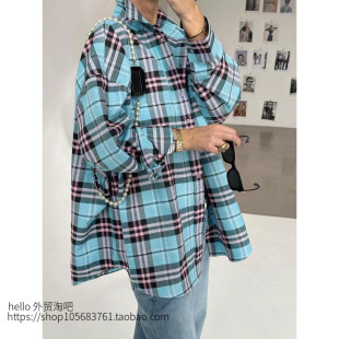 休閑寬松襯衣Casual loose 法式 checkered shirt 格紋襯衫 歐美新款