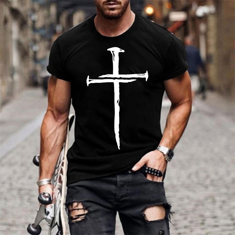 男士印花圆领休闲运动t恤衫 Men's casual sports T-shirt su