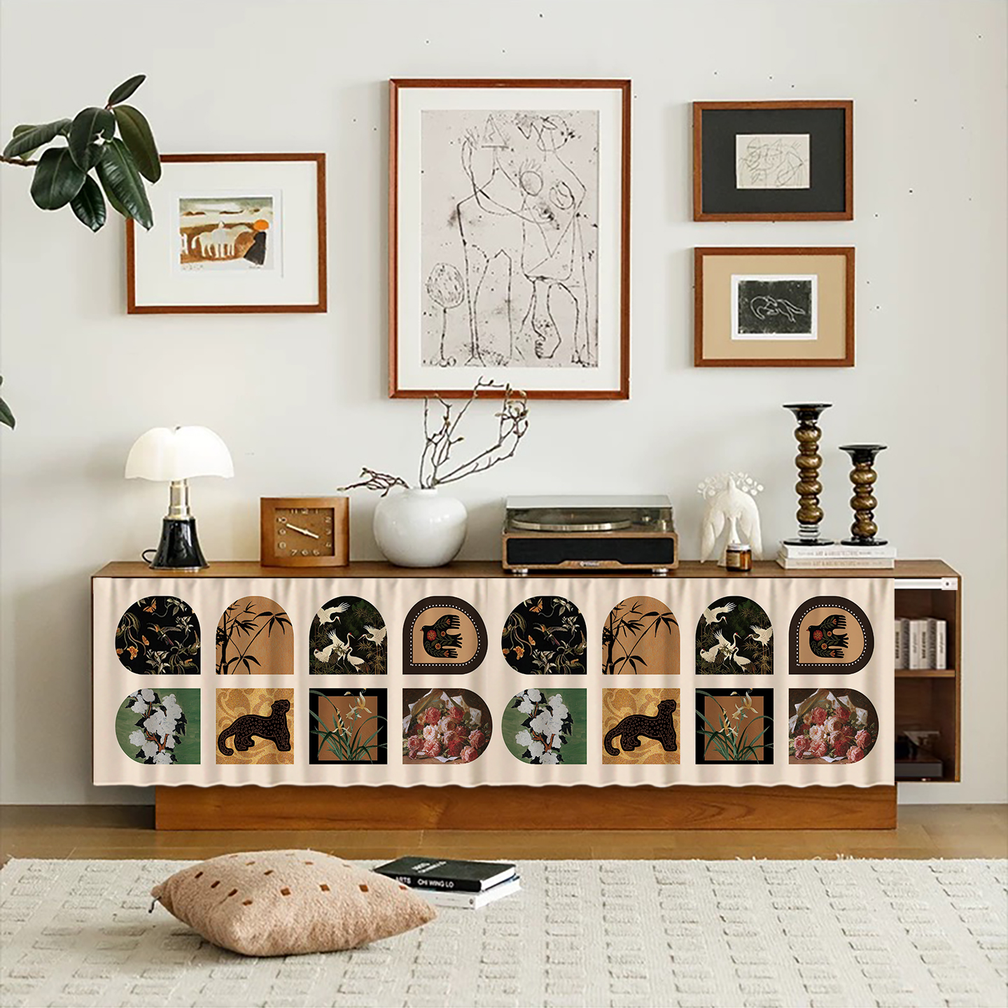 中古风柜子遮挡电视柜鞋柜遮丑帘