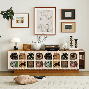 饰遮丑罩防尘布帘免打孔2025新款 中古风柜子电视机柜遮挡帘鞋 柜装