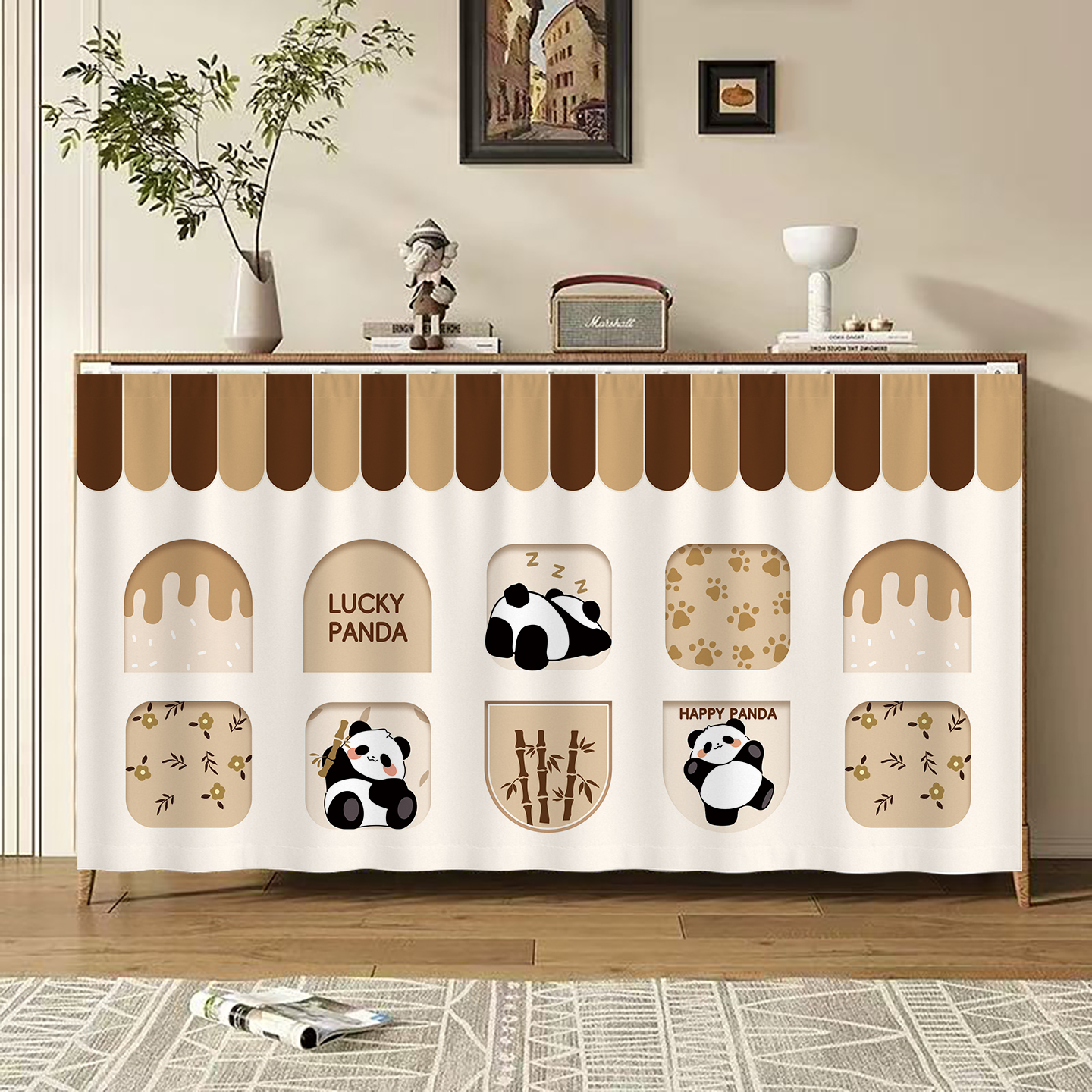 卡通多巴胺柜子遮挡防尘帘免打孔