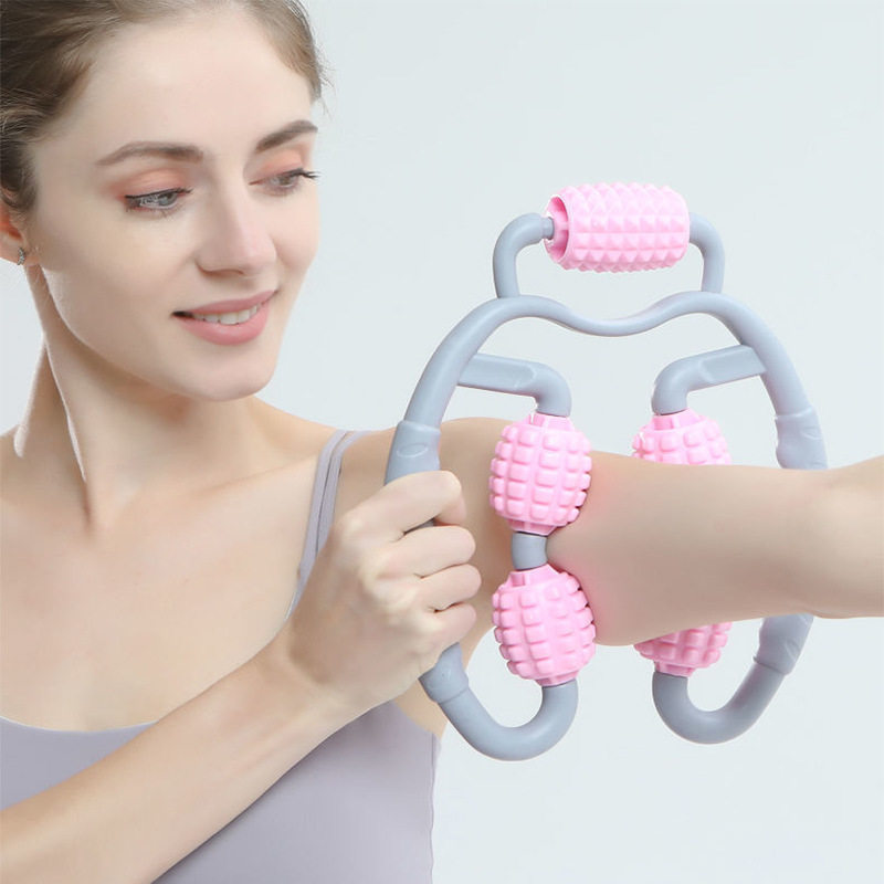 环形五轮夹腿器滚轮小腿部肌肉放松按器手持瑜伽辅助健身器材