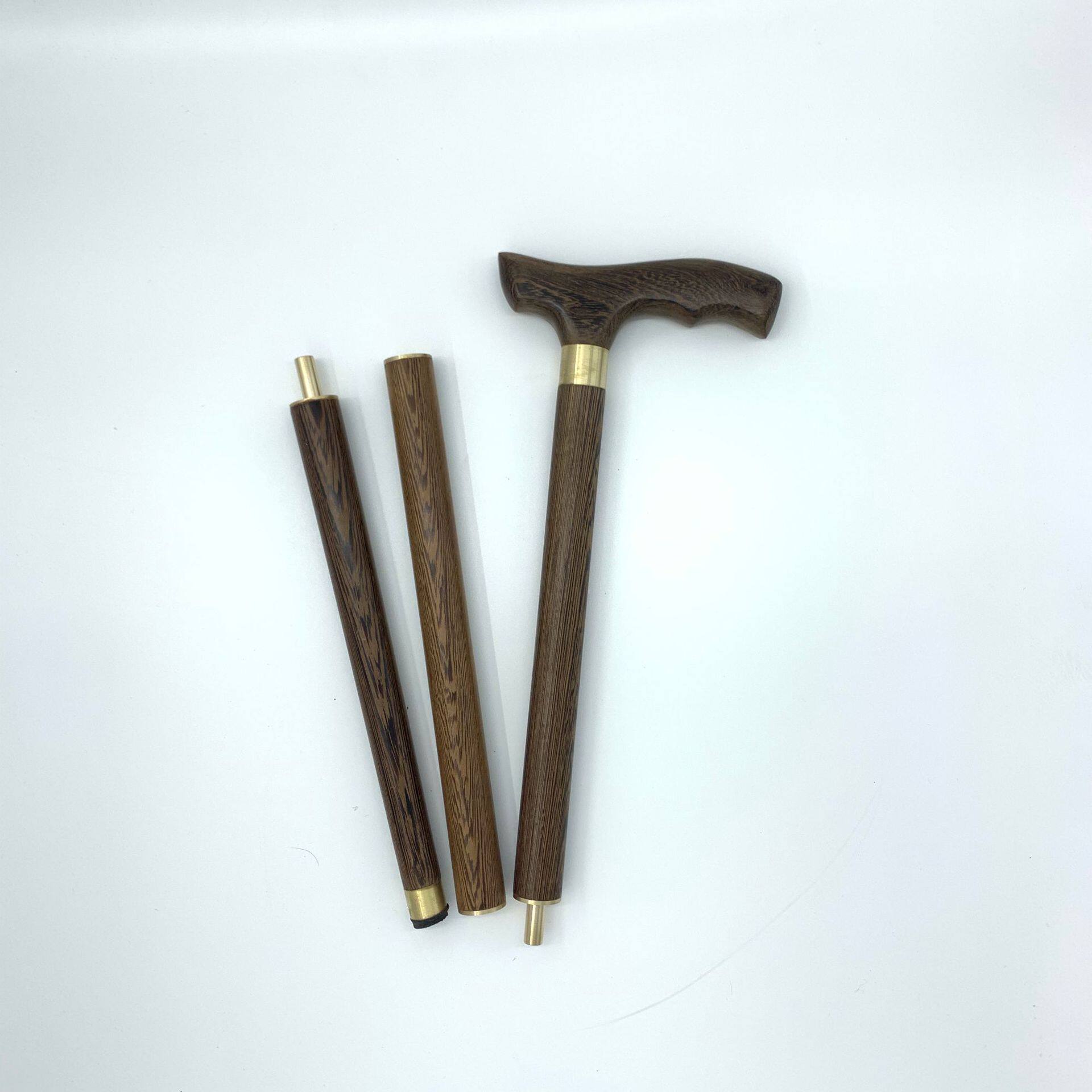 鸡翅木三节拐杖可拆卸方便携带登山杖红木老人用厂家