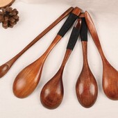 楠木吃饭小木勺木质餐具缠线木勺儿童吃饭小勺子缠线小勺子