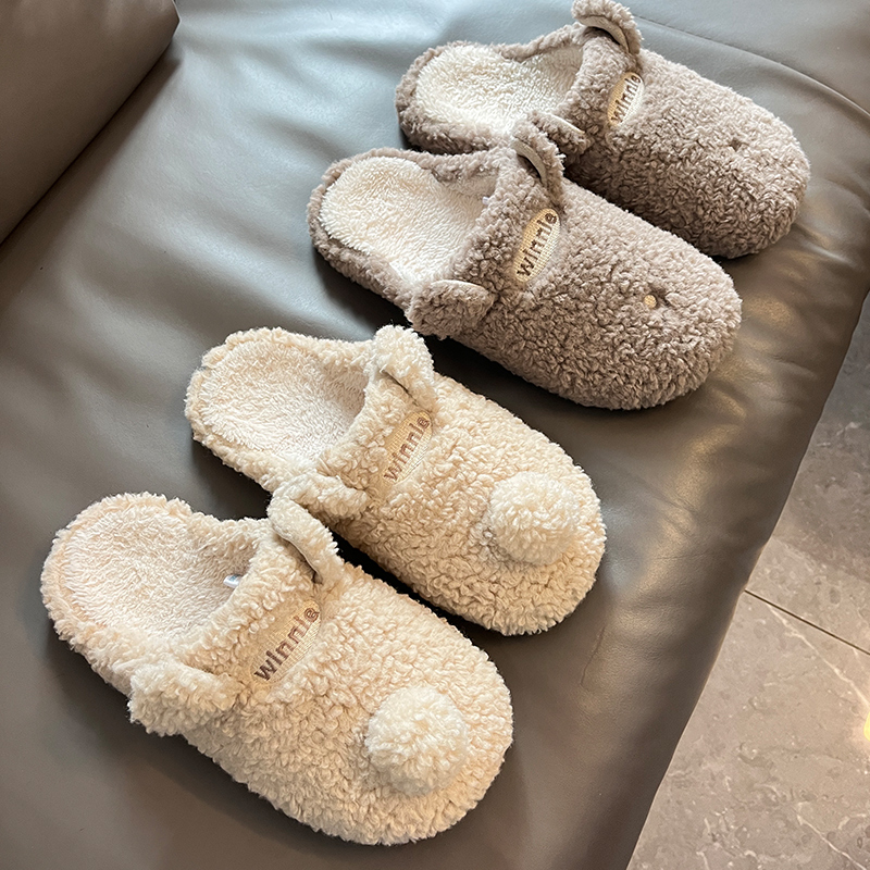 可爱小熊棉拖鞋男士秋冬季