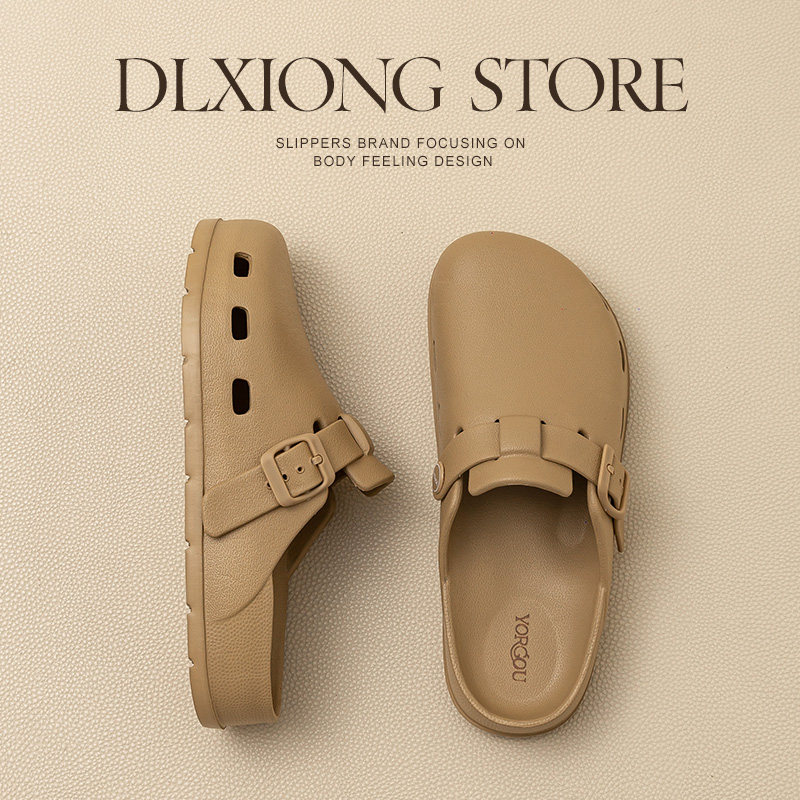 2025新款时尚凉拖鞋女夏季室内外穿男防滑防臭包头半拖家居洞洞鞋