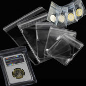 高清透明加厚银元 熊猫币牛年生肖币珠宝PVC防氧化收藏袋武夷山硬币自封口密封袋 袁大头保护袋自封袋鉴定盒